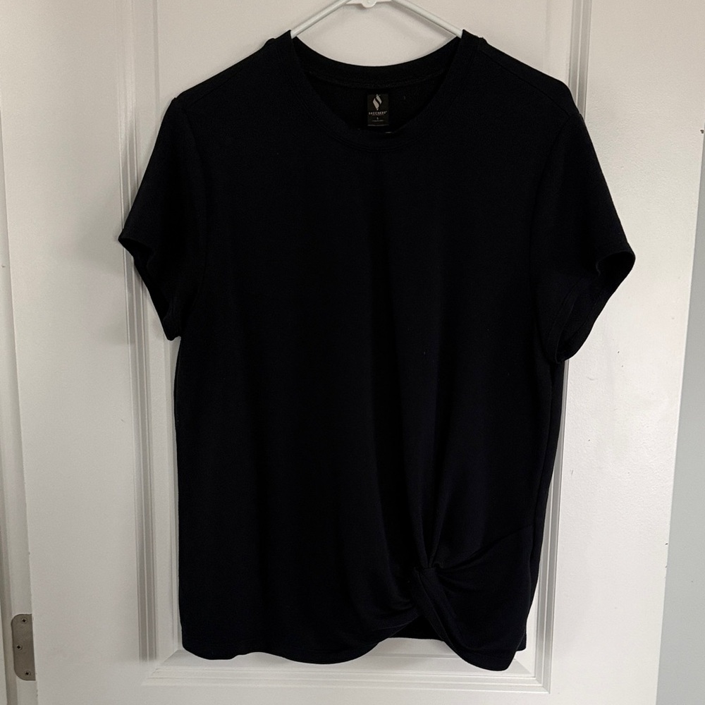 Skechers Black Short-Sleeve Knot Front Tee